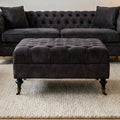 Grey Velvet Ottoman with Wheels