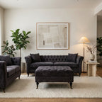 Grey Velvet Ottoman with Wheels