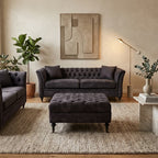 Grey Velvet Ottoman with Wheels