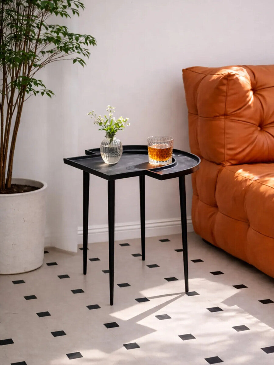 Black Nickel Finish Asymmetric Side Table