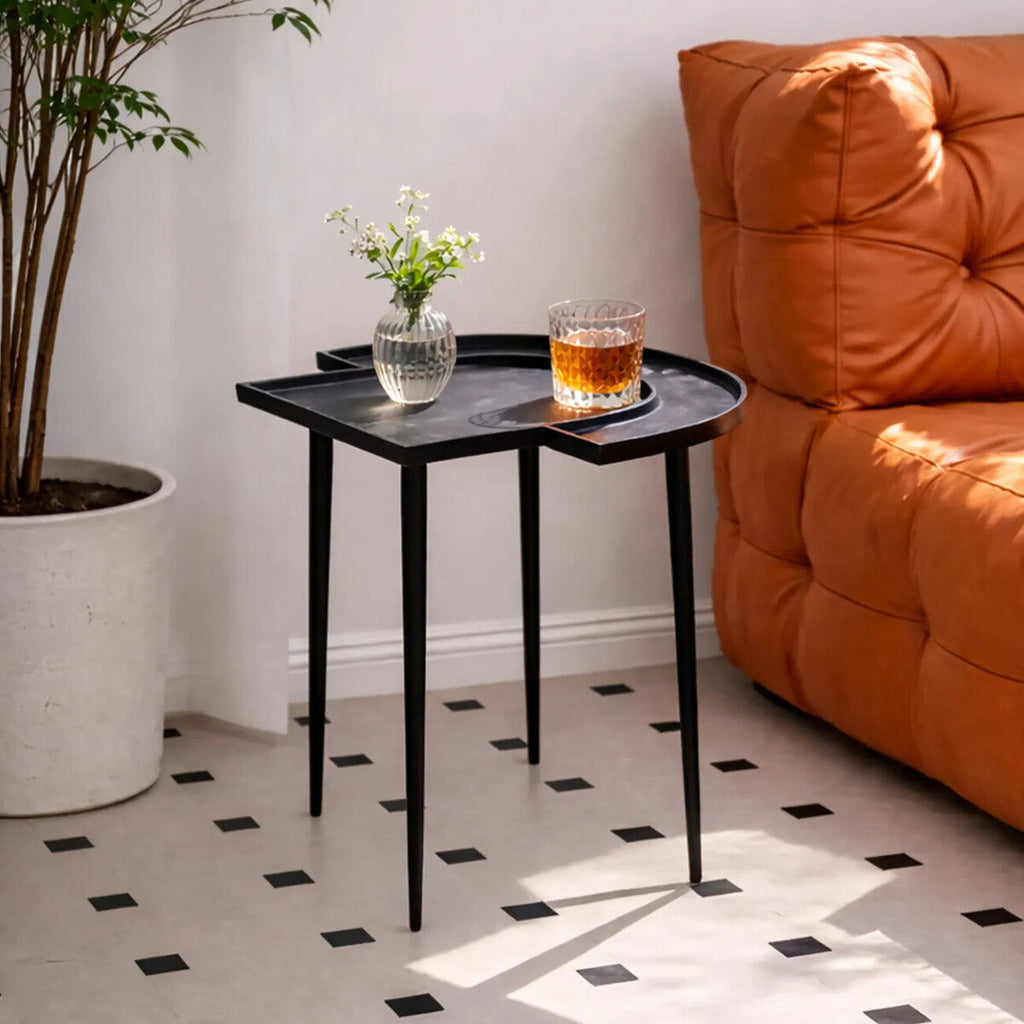 Black Nickel Finish Asymmetric Side Table