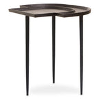 Brown Bronze Metal Top Abstract Side Table with Black Legs