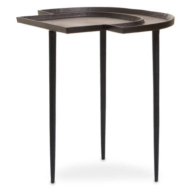 Brown Bronze Metal Top Abstract Side Table with Black Legs