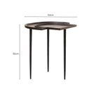 Brown Bronze Metal Top Abstract Side Table with Black Legs