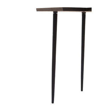 Brown Bronze Metal Top Abstract Side Table with Black Legs