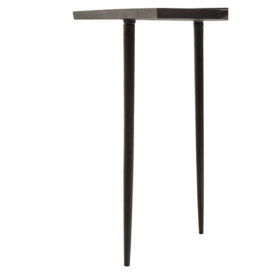 Brown Bronze Metal Top Abstract Side Table with Black Legs
