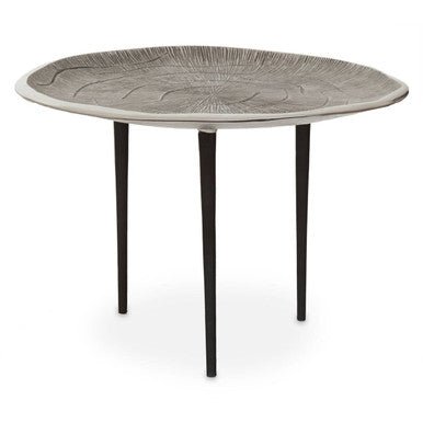 Silver Finish Oak Effect Round Coffee Table