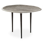 Silver Finish Oak Effect Round Coffee Table