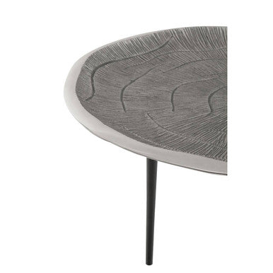 Silver Finish Oak Effect Round Coffee Table