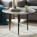 Silver Finish Oak Effect Round Coffee Table