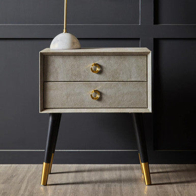 Natural Shagreen Effect 2 Drawer Side Table