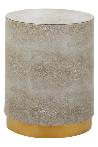 Gold Shagreen Effect Side Table and Stool with Gold Finish Base