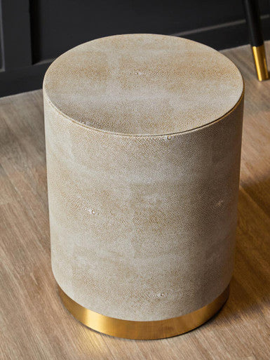 Gold Shagreen Effect Side Table and Stool with Gold Finish Base