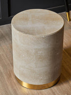 Gold Shagreen Effect Side Table and Stool with Gold Finish Base