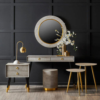 Gold Shagreen Effect Side Table and Stool with Gold Finish Base