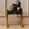 Black Shagreen Effect 1 Drawer Side Table
