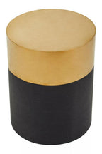 Black Round Shagreen Effect Side Table and Stool with Metallic Gold Top