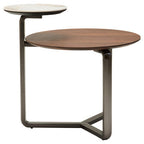 Brown Veneer and Ceramic 2 Tier Round Coffee Table
