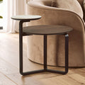Brown Veneer and Ceramic 2 Tier Round Coffee Table