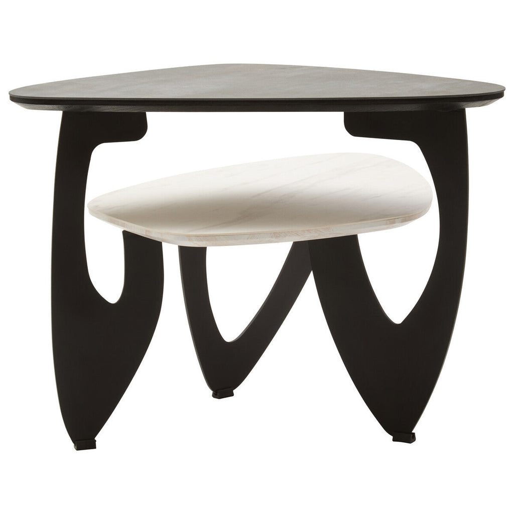 White Ceramic 2 Tier Asymmetrical Small Coffee Table