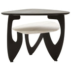 White Ceramic 2 Tier Asymmetrical Small Coffee Table