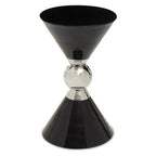 Black Conical Metal Side Table with Silver Ring Detail