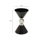Black Conical Metal Side Table with Silver Ring Detail