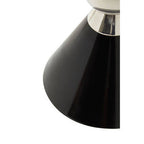 Black Conical Metal Side Table with Silver Ring Detail