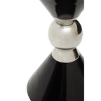 Black Conical Metal Side Table with Silver Ring Detail
