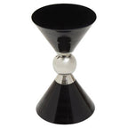 Black Conical Metal Side Table with Silver Ring Detail