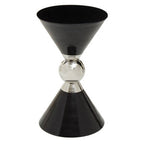 Black Conical Metal Side Table with Silver Ring Detail