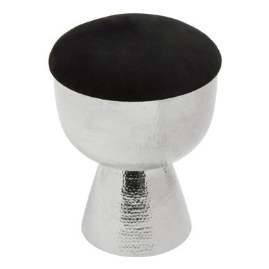 Black Velvet Stool with Silver Finish Base