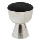 Black Velvet Stool with Silver Finish Base