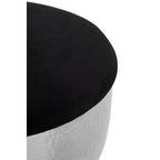 Black Velvet Stool with Silver Finish Base