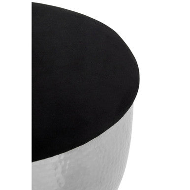 Black Velvet Stool with Silver Finish Base