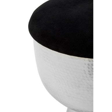 Black Velvet Stool with Silver Finish Base