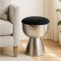 Black Velvet Stool with Silver Finish Base