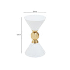 White Conical Metal Side Table in Stainless Steel with Gold Centre Ring Detail