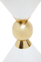 White Conical Metal Side Table in Stainless Steel with Gold Centre Ring Detail