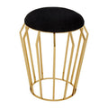 Black Velvet Stool with Gold Finish Base