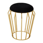 Black Velvet Stool with Gold Finish Base