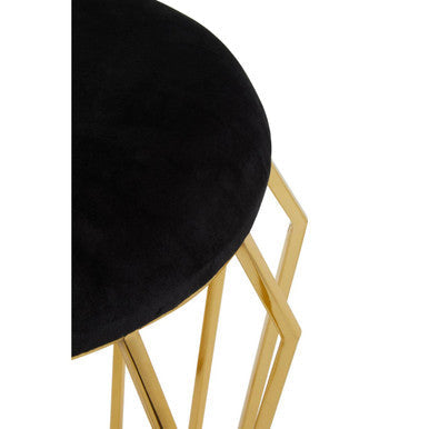 Black Velvet Stool with Gold Finish Base