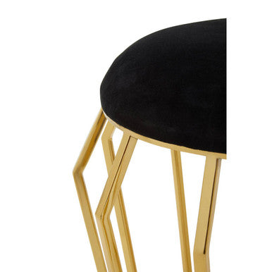 Black Velvet Stool with Gold Finish Base