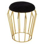Black Velvet Stool with Gold Finish Base