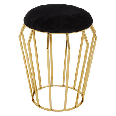 Black Velvet Stool with Gold Finish Base