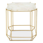 White Quartz Side Table with Gold Finish Base
