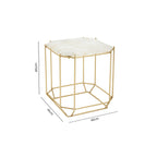 White Quartz Side Table with Gold Finish Base