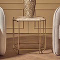 White Quartz Side Table with Gold Finish Base