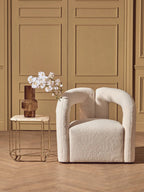 White Quartz Side Table with Gold Finish Base
