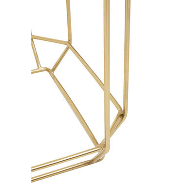 White Quartz Side Table with Gold Finish Base